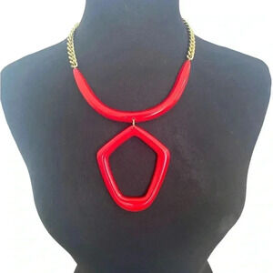 Vintage Womens Red Acrylic Geometric Necklace
